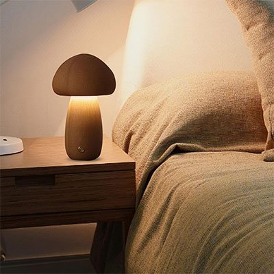 Lampe champignon | Bois naturel - Maison Rangement Jardin