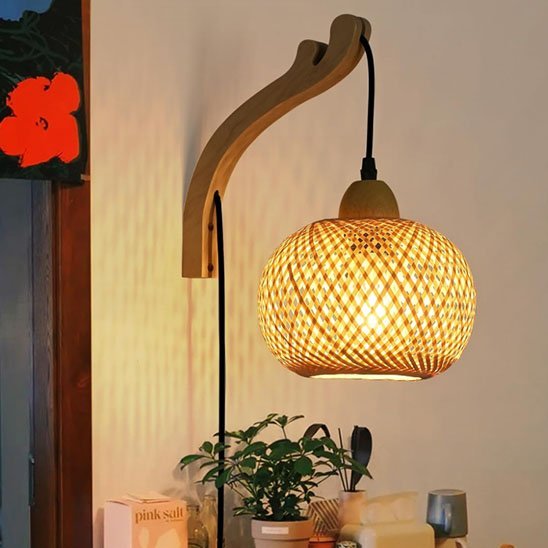 Applique murale rotin | Ambiance Naturelle - Maison Rangement Jardin