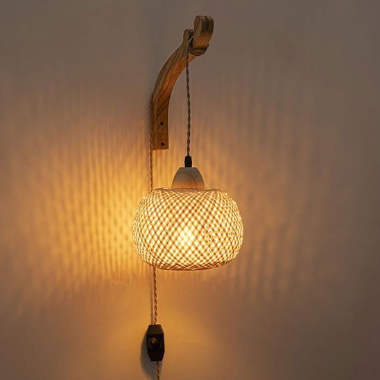 Applique murale rotin | Ambiance Naturelle - Maison Rangement Jardin