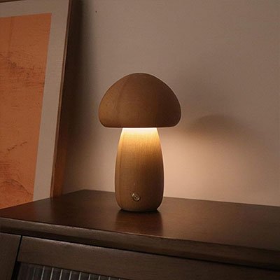 Lampe champignon | Bois naturel - Maison Rangement Jardin