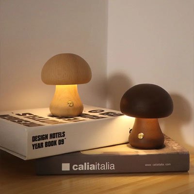 Lampe champignon | Bois naturel - Maison Rangement Jardin