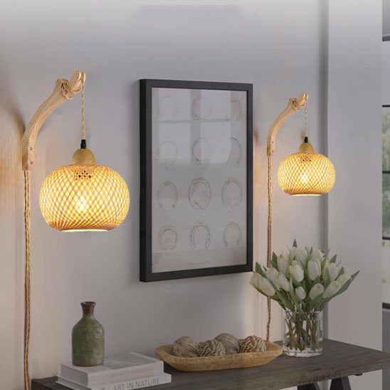 Applique murale rotin | Ambiance Naturelle - Maison Rangement Jardin