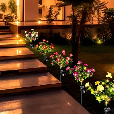 Lampe bouquet de fleurs solaire extérieur | Écobrillance