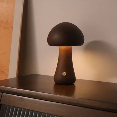 Lampe champignon | Bois naturel - Maison Rangement Jardin