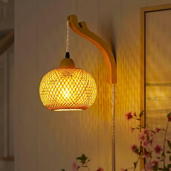 Applique murale rotin | Ambiance Naturelle - Maison Rangement Jardin